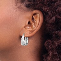 Sterling Silver Rhodium-plated Triple Tube Round Hoop Earrings view 3