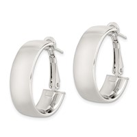 Sterling Silver Rhod-pltd Polish 10mm Omega Back Oval Hoop Earrings view 2