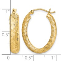 Sterling Silver Gold-plated Textured 5mm Oval Hoop Earrings view 4