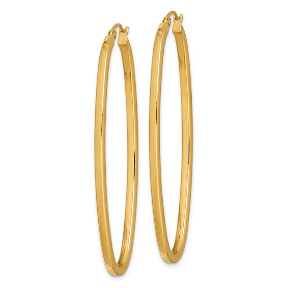 Sterling Silver Gold-plated Square Tube 2.5mm Oval Hoop Earrings