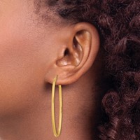 Sterling Silver Gold-plated Square Tube 2.5mm Oval Hoop Earrings view 3