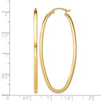 Sterling Silver Gold-plated Square Tube 2.5mm Oval Hoop Earrings view 4
