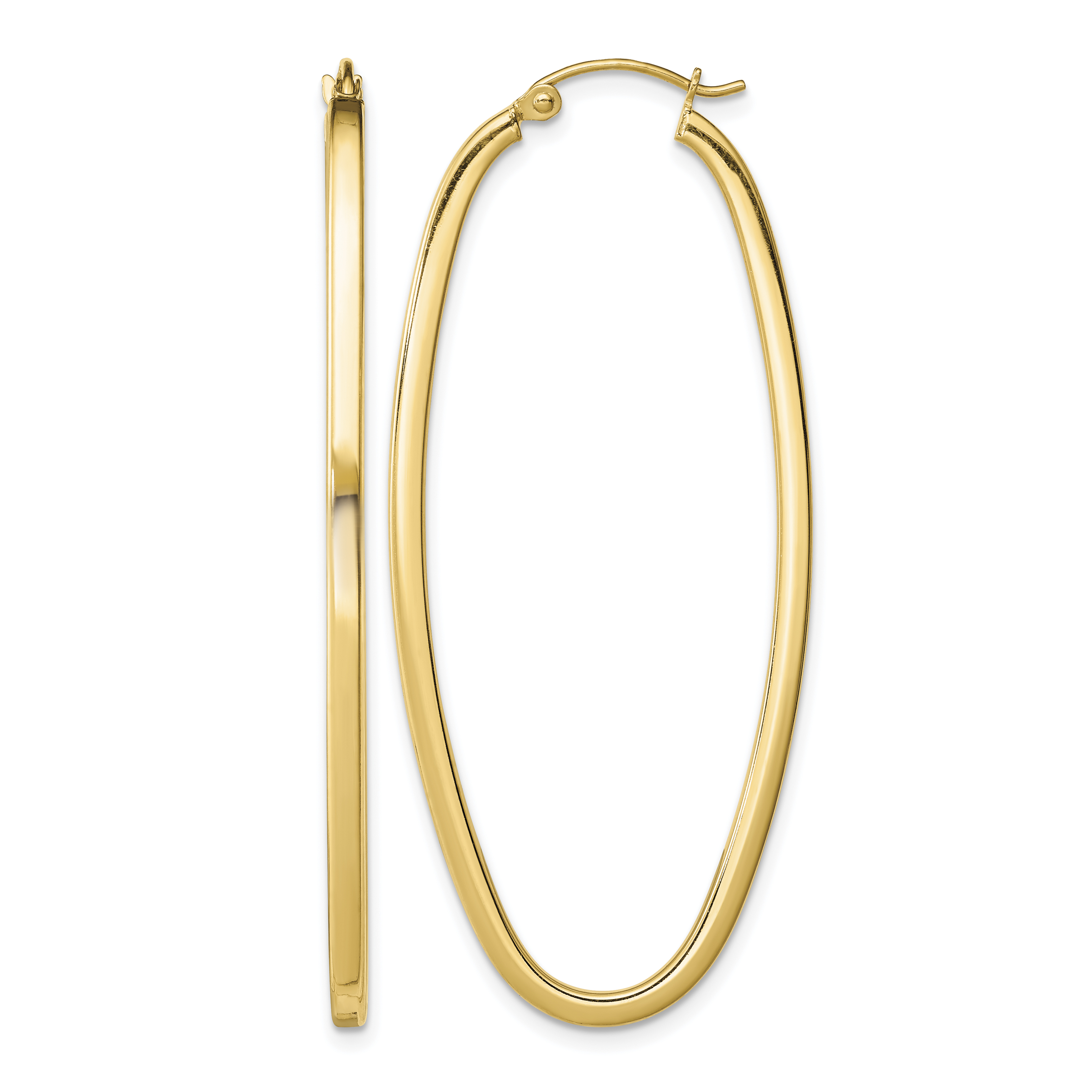Sterling Silver Gold-plated Square Tube 2.5mm Oval Hoop Earrings (QE8434)