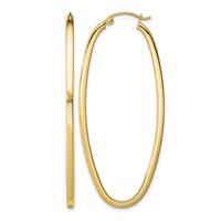 Sterling Silver Gold-plated Square Tube 2.5mm Oval Hoop Earrings view 1