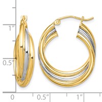 Sterling Silver Rhodium-plated Gold-plated Triple Hoop Earrings view 4