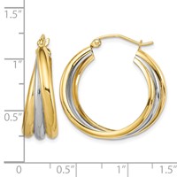 Sterling Silver Rhodium-plated Vermeil Triple Hoop Earrings view 4