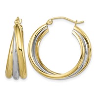 Sterling Silver Rhodium-plated Vermeil Triple Hoop Earrings view 1