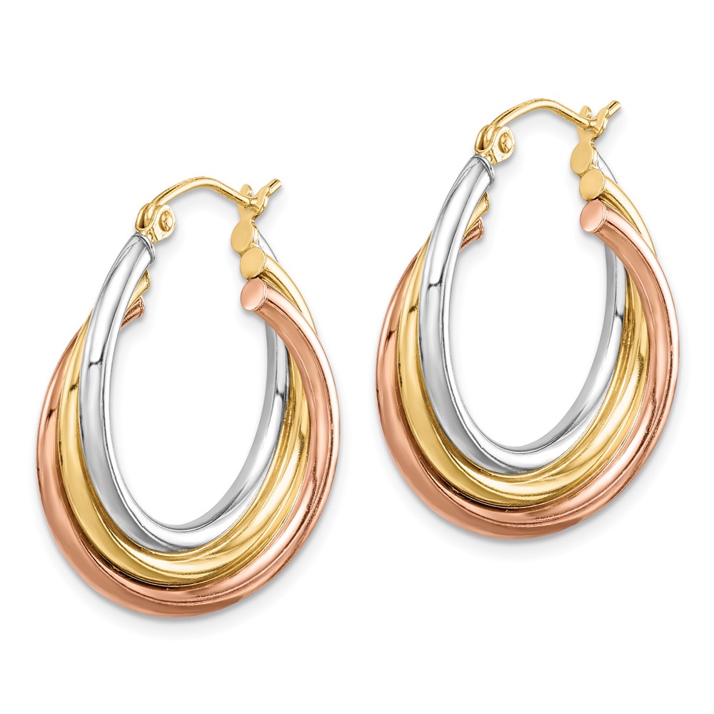 Sterling Silver Rhodium-plated Rose/Yellow Gold-plated Hoop Earrings (QE8442)