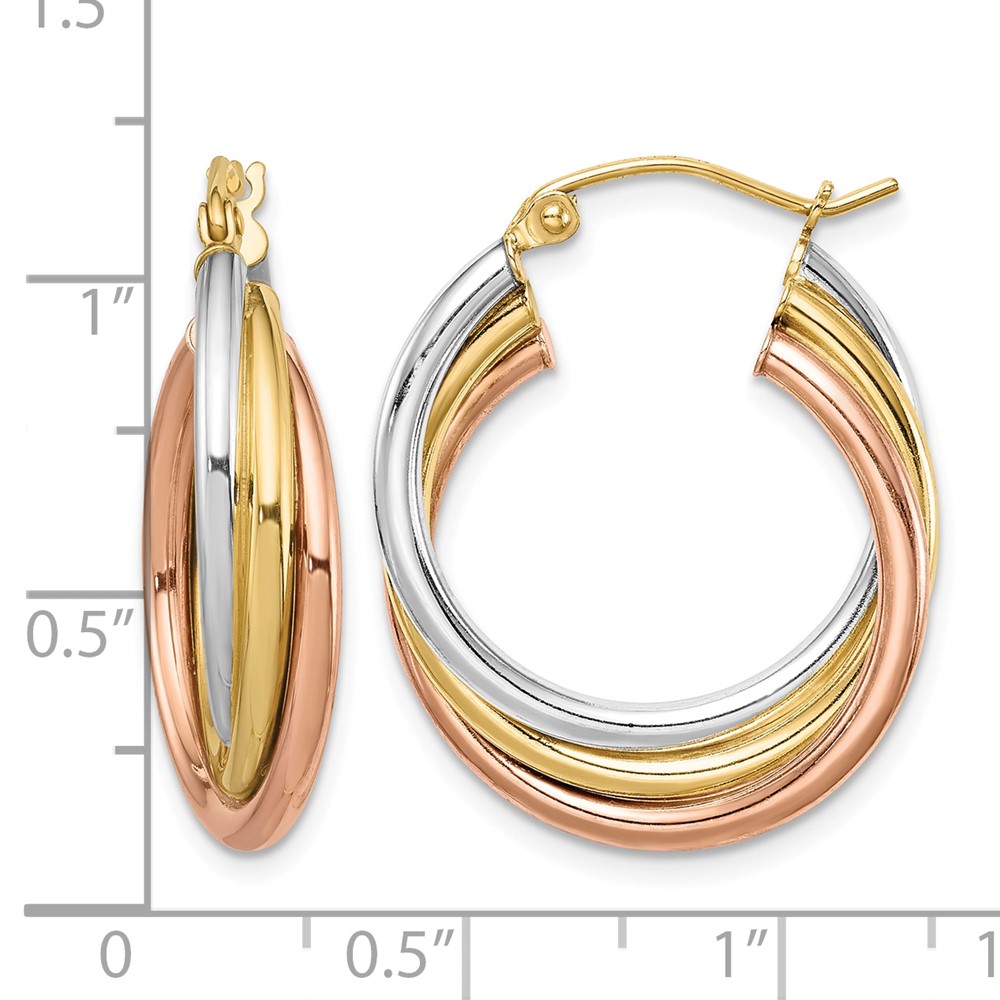 Sterling Silver Rhodium-plated Rose/Yellow Gold-plated Hoop Earrings (QE8442)