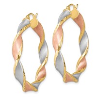 Sterling Silver RH-Plated Yellow Rose Vermeil D C 5mmTwisted Hoop Earrings view 2