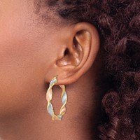 Sterling Silver RH-Plated Yellow Rose Vermeil D C 5mmTwisted Hoop Earrings view 3