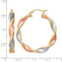 Sterling Silver RH-Plated Yellow Rose Vermeil D C 5mmTwisted Hoop Earrings view 4