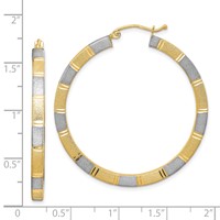 Sterling Silver Rhodium-plated Vermeil Diamond-cut 3x 40mm Hoop Earrings view 4