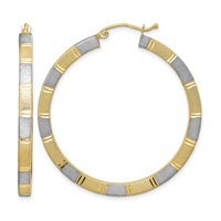 Sterling Silver Rhodium-plated Vermeil Diamond-cut 3x 40mm Hoop Earrings view 1