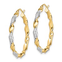 Sterling Silver RH-plated Vermeil Diamond-cut 3x 30mm Twisted Hoop Earrings view 2