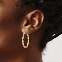 Sterling Silver RH-plated Vermeil Diamond-cut 3x 30mm Twisted Hoop Earrings view 3