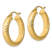 Sterling Silver Gold-plated Diamond-cut 5x 25mm Hoop Earrings view 2
