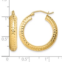 Sterling Silver Gold-plated Diamond-cut 5x 25mm Hoop Earrings view 4