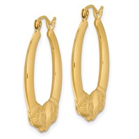Sterling Silver Gold Plated Hollow Rams Head Hoop Earrings view 2
