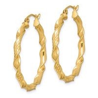 Sterling Silver Gold-plated 3x 30mm Diamond-cut Twisted Hoop Earrings view 2