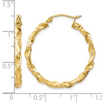 Sterling Silver Gold-plated 3x 30mm Diamond-cut Twisted Hoop Earrings view 4