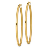 Sterling Silver Gold-plated Oval 2mm Hollow Hoop Earrings view 2