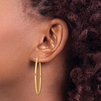 Sterling Silver Gold-plated Oval 2mm Hollow Hoop Earrings view 3