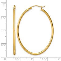 Sterling Silver Gold-plated Oval 2mm Hollow Hoop Earrings view 4