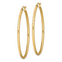 Sterling Silver Gold-plated Textured 2mm Hollow Oval Hoop Earrings view 2