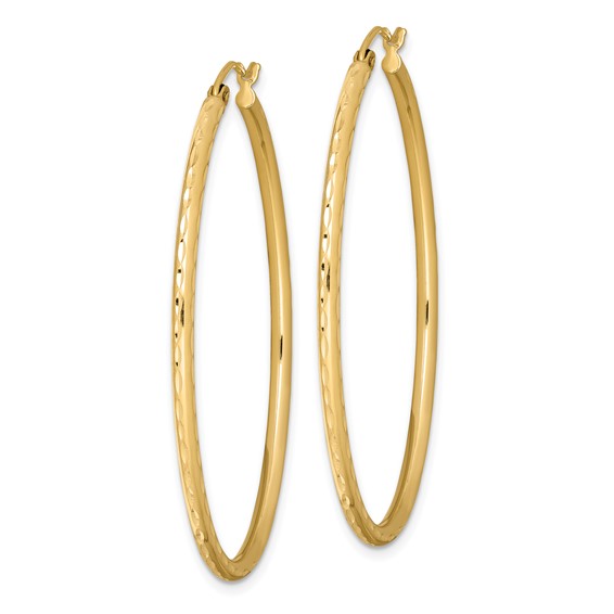 Sterling Silver Gold-plated Textured 2mm Hollow Oval Hoop Earrings