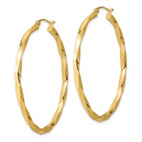 Sterling Silver Gold-plated Twisted 4mm Oval Hoop Earrings view 2