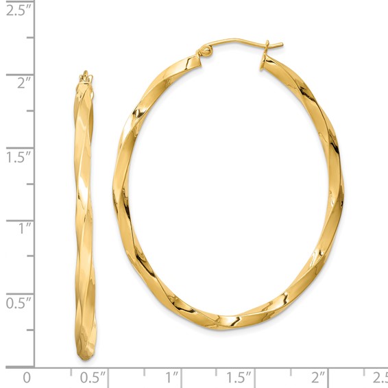 Sterling Silver Gold-plated Twisted 4mm Oval Hoop Earrings