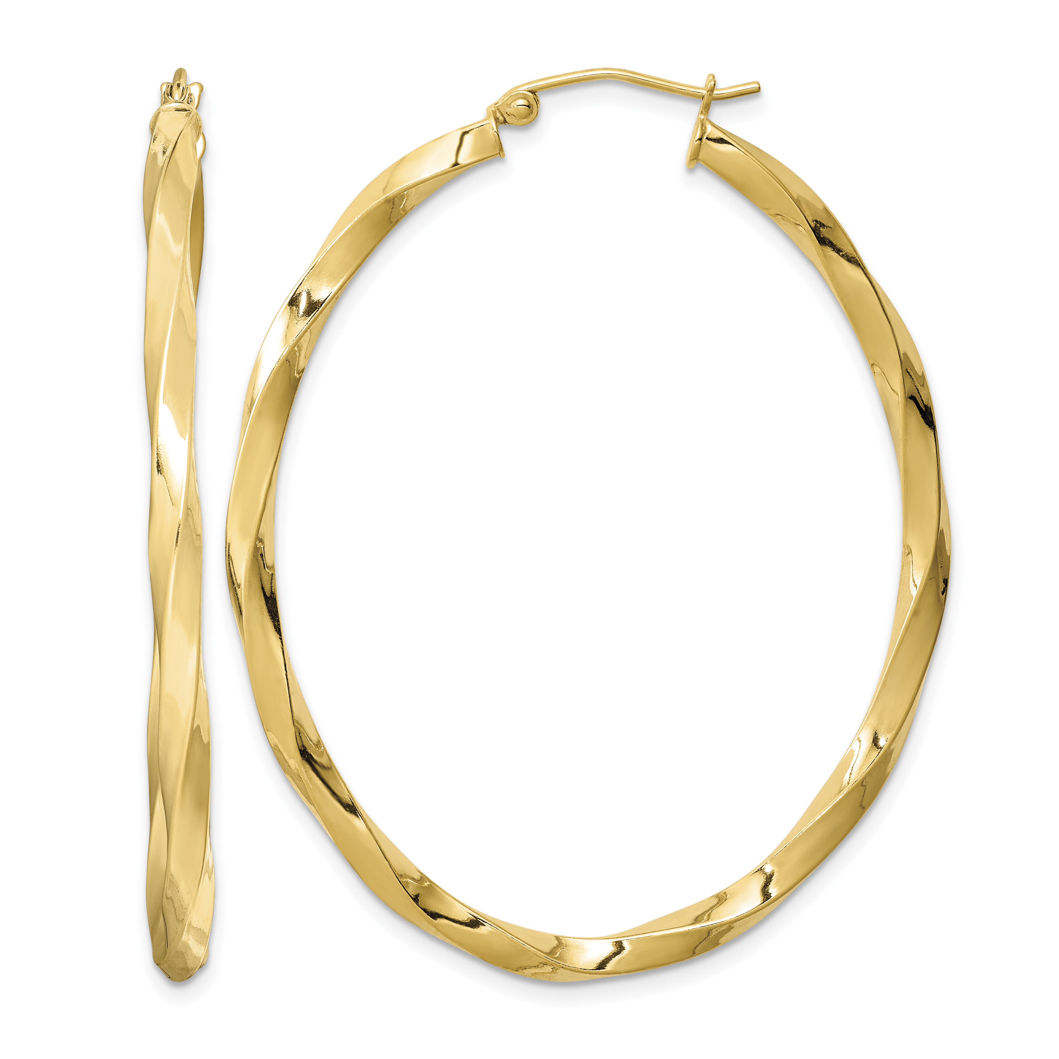 Sterling Silver Gold-plated Twisted 4mm Oval Hoop Earrings (QE8462)