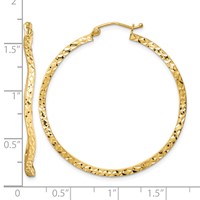 Sterling Silver Gold-plated Diamond Cut 2mm Wavy Hoop Earrings view 4