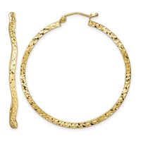 Sterling Silver Gold-plated Diamond Cut 2mm Wavy Hoop Earrings view 1