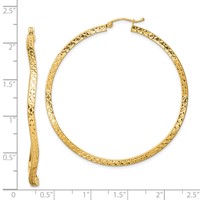 Sterling Silver Gold-plated Diamond Cut 2mm Wavy Hoop Earrings view 4