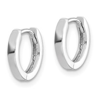 Sterling Silver Rhodium Polished Hinged Hoop Earrings view 2