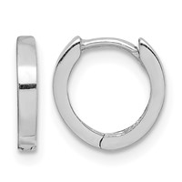 Sterling Silver Rhodium Polished Hinged Hoop Earrings view 1