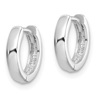 Sterling Silver Rhodium Polished Hinged Hoop Earrings view 2