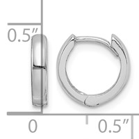 Sterling Silver Rhodium Polished Hinged Hoop Earrings view 4