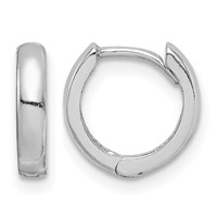 Sterling Silver Rhodium Polished Hinged Hoop Earrings view 1