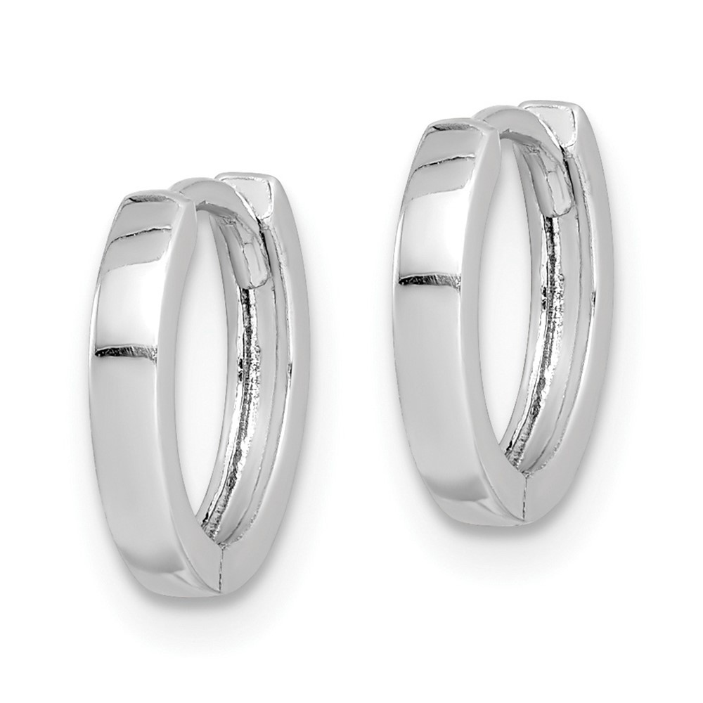 Sterling Silver Rhodium Polished Hinged Hoop Earrings (QE8491)
