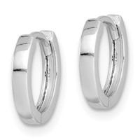 Sterling Silver Rhodium Polished Hinged Hoop Earrings view 2