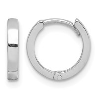 Sterling Silver Rhodium Polished Hinged Hoop Earrings view 1