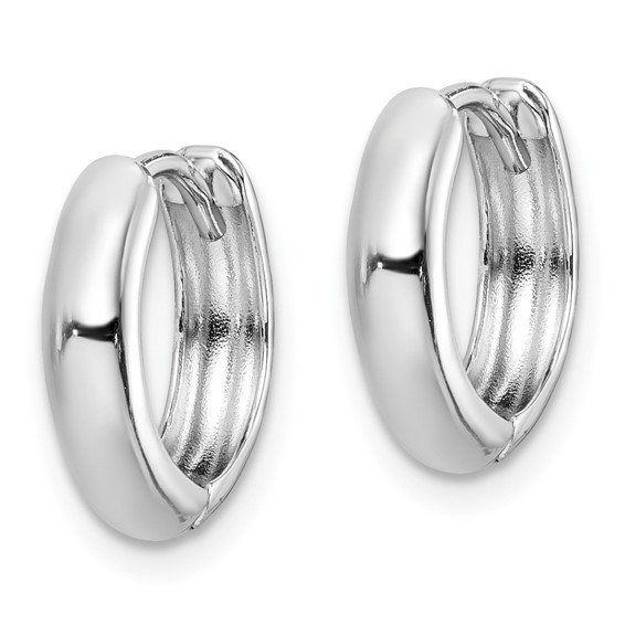 Sterling Silver Rhodium Polished Hinged Hoop Earrings