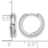 Sterling Silver Rhodium Polished Hinged Hoop Earrings view 4