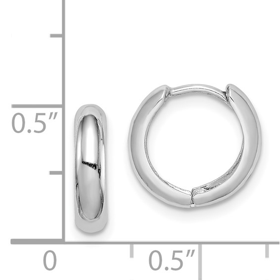Sterling Silver Rhodium Polished Hinged Hoop Earrings
