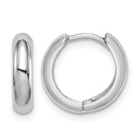 Sterling Silver Rhodium Polished Hinged Hoop Earrings view 1