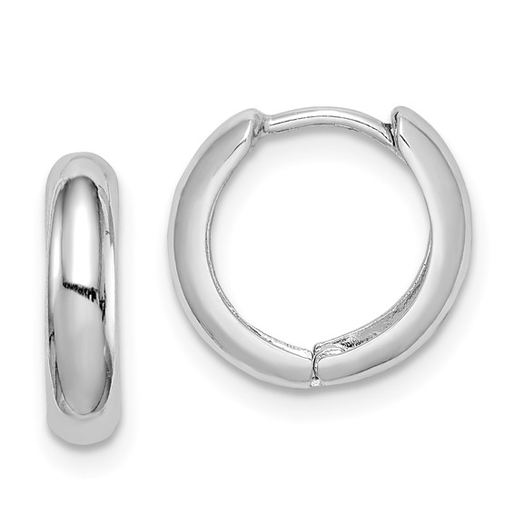 Sterling Silver Rhodium Polished Hinged Hoop Earrings