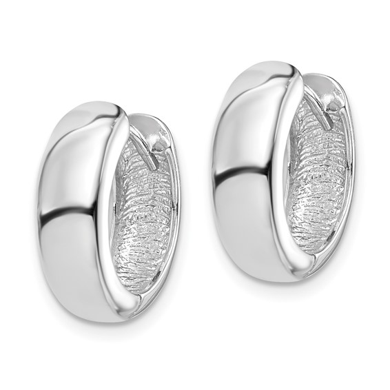 Sterling Silver Rhodium Polished Hinged Hoop Earrings
